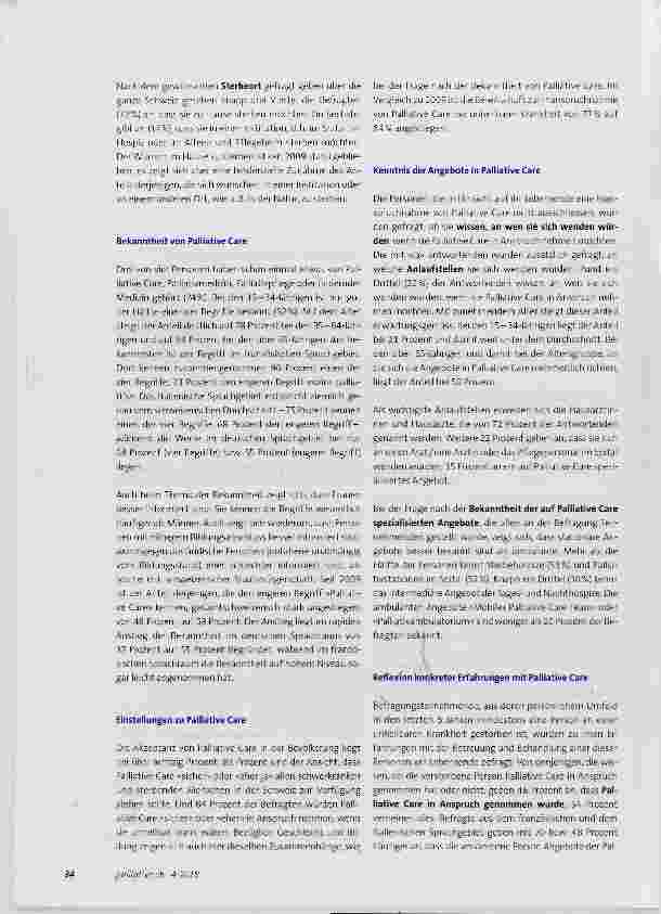 Vorschauseite 2: Eine neue Bevölkerungsbefragung zeigt eine hohe Akzeptanz von Palliative Care