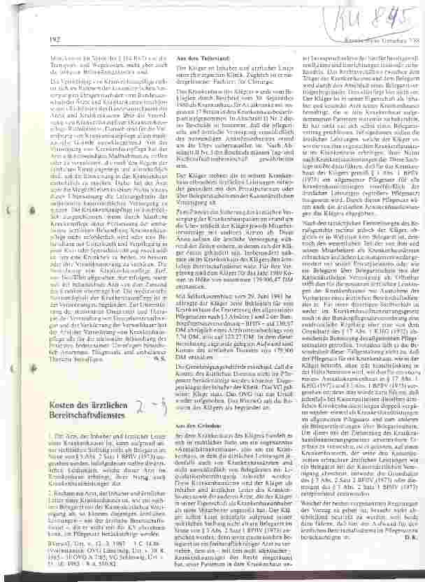 Vorschauseite 1: Kosten des ärztlichen Bereitschaftsdienstes