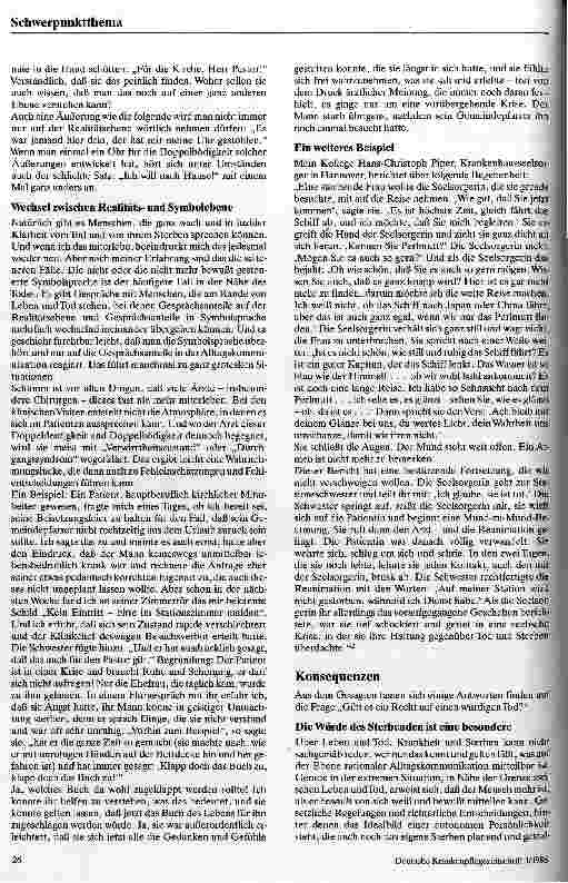 Vorschauseite 2: Sterbehilfe und würdiger Tod Gedanken zur Sterbebegleitung aus Sicht der Klinikseelsorge