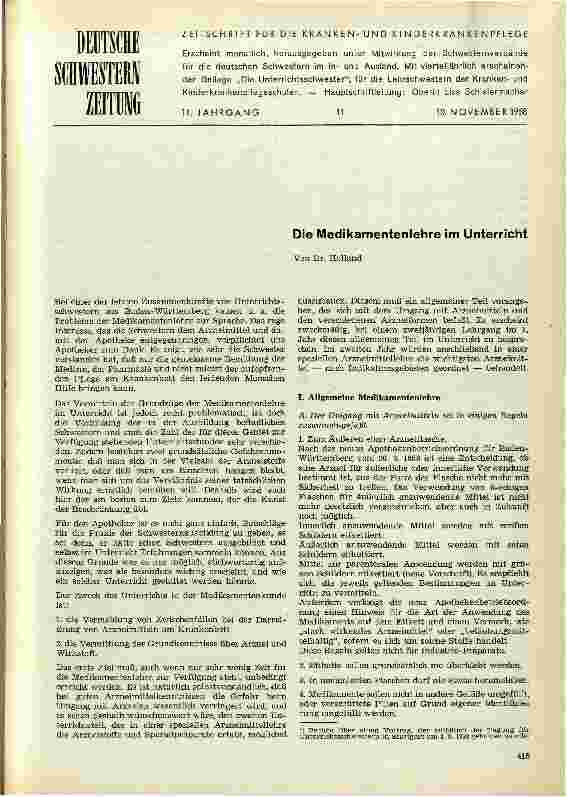Vorschauseite 1: Die Medikamentenlehre im Unterricht