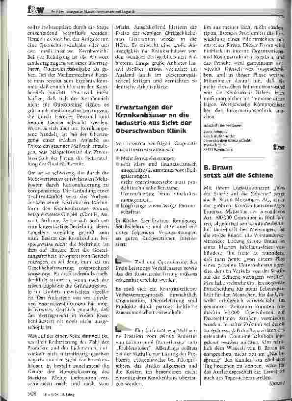 Vorschauseite 5: Problemlösungen in Materialwirtschaft und Logistik Neue Kooperationsformen gründen auf langfristigen Partnerschaften