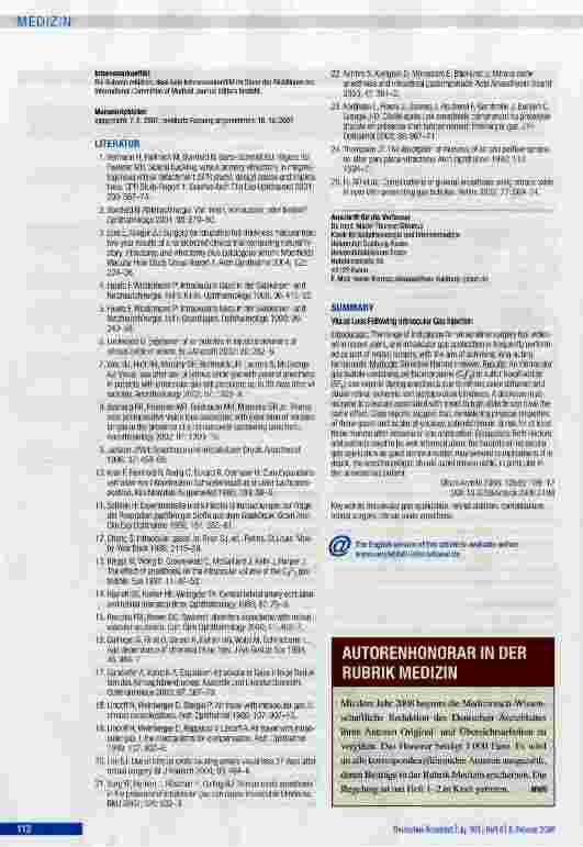 Vorschauseite 5: Erblindungsgefahr nach intraokularer Gasinjektion durch Lachgas und bei Reisen