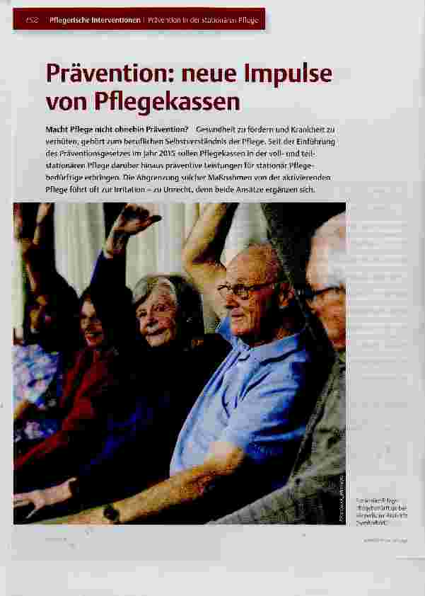 Vorschauseite 1: Prävention: neue Impulse von Pflegekassen