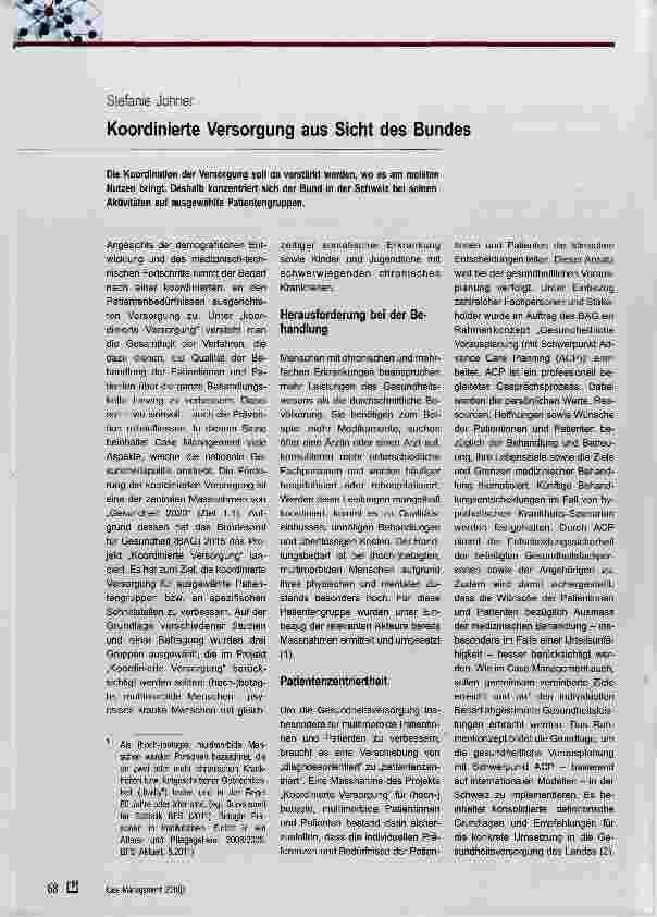 Vorschauseite 1: Koordinierte Versorgung aus Sicht des Bundes