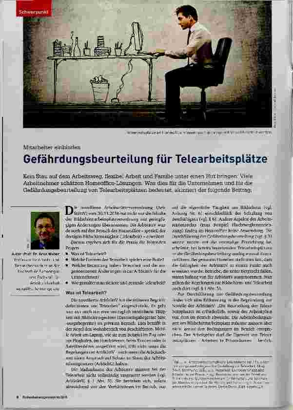 Vorschauseite 1: Gefährdungsbeurteilung für Telearbeitsplätze