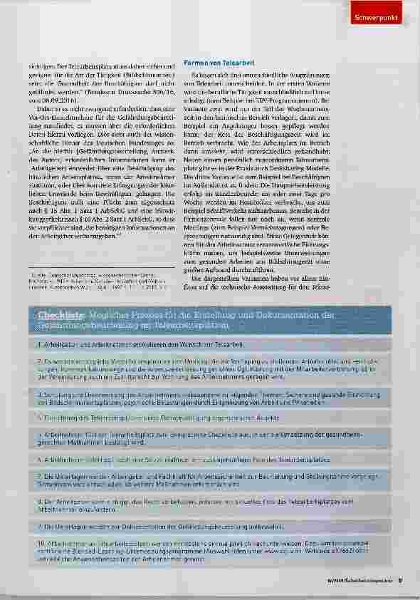 Vorschauseite 2: Gefährdungsbeurteilung für Telearbeitsplätze