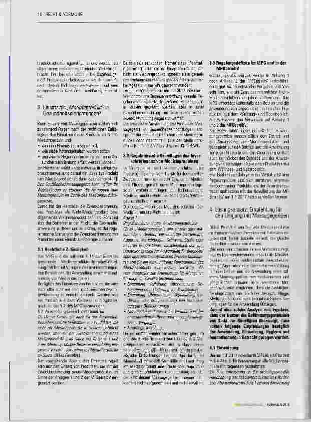 Vorschauseite 2: Einsatz von Massagegeräten als Medizinprodukt?