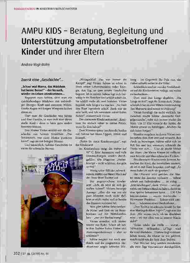 Vorschauseite 1: AMPU KIDS - Beratung, Begleitung und Unterstützung amputationsbetroffener Kinder und ihrer Eltern