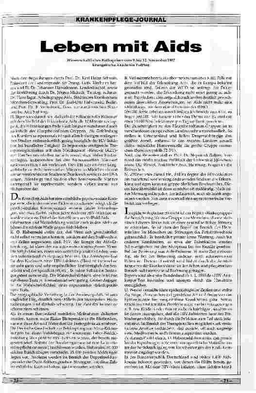 Vorschauseite 1: Leben mit Aids Wissenschaftliches Kolloquium 9.-12.11.1987 E.A. Tutzing