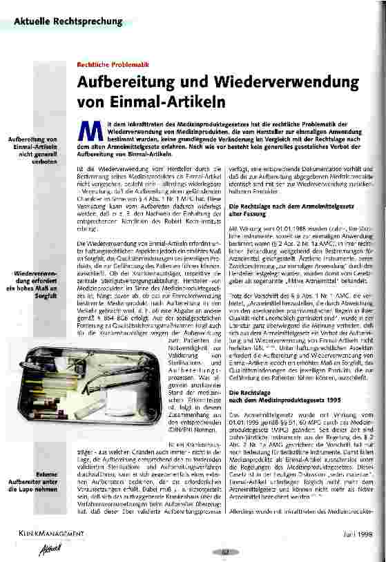 Vorschauseite 1: Aufbereitung und Wiederverwendung von Einmal-Artikeln