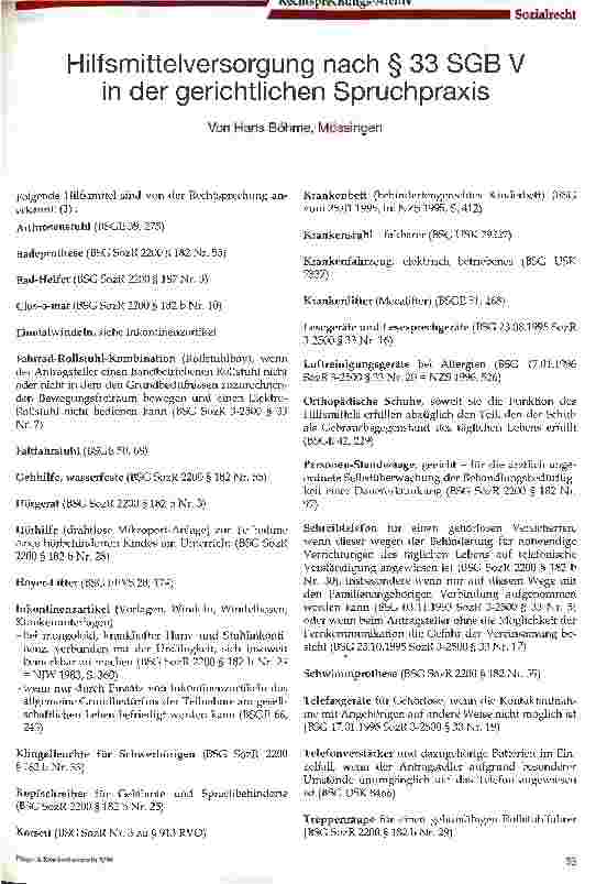 Vorschauseite 1: Hilfsmittelversorgung nach  33 SGB V in der gerichtlichen Spruchpraxis