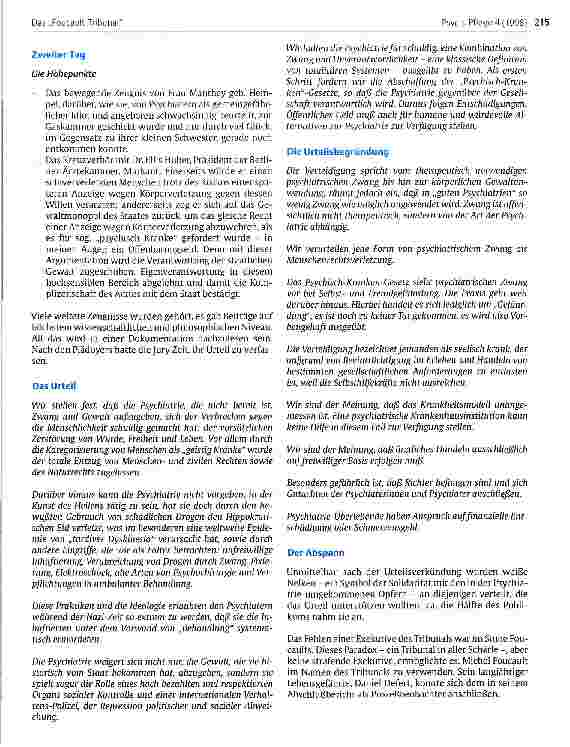 Vorschauseite 3: Bericht des Foucalt-Tribunal zur Lage der Psychiatrie Macht Wahn Sinn