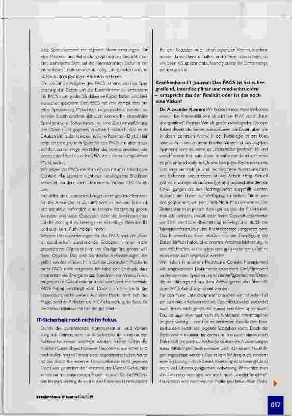 Vorschauseite 4: PACS ist heute mehr als ein multimedialer Bildmanager