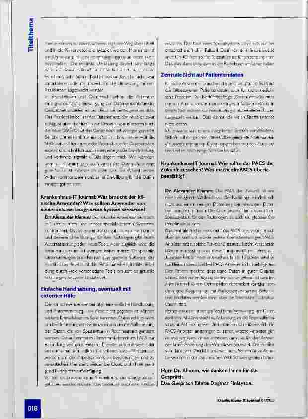 Vorschauseite 5: PACS ist heute mehr als ein multimedialer Bildmanager