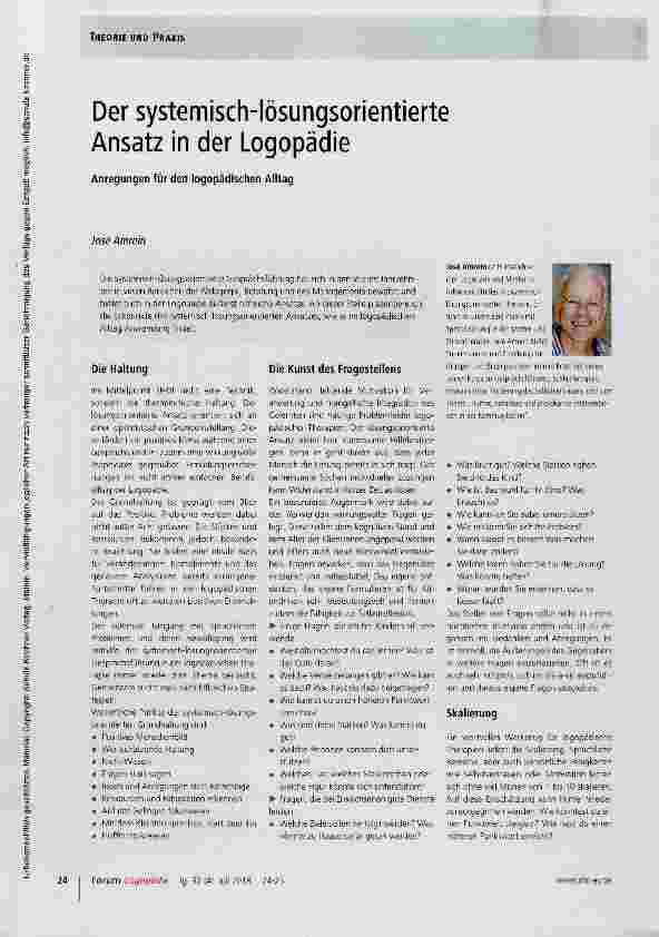 Vorschauseite 1: Der systemisch-lösungsorientierte Ansatz in der Logopädie