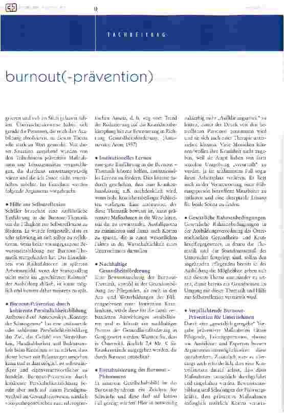 Vorschauseite 3: burnout und burnout-prävention in der gesundheitsund krankenpflege/ausbildung