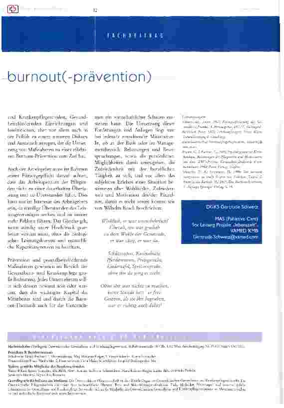 Vorschauseite 5: burnout und burnout-prävention in der gesundheitsund krankenpflege/ausbildung