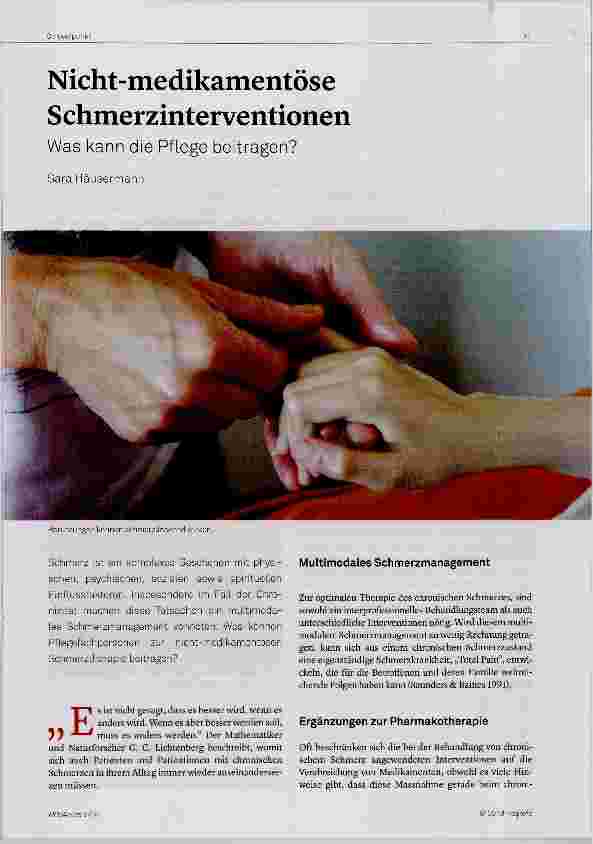 Vorschauseite 1: Nicht-medikamentöse Schmerzinterventionen