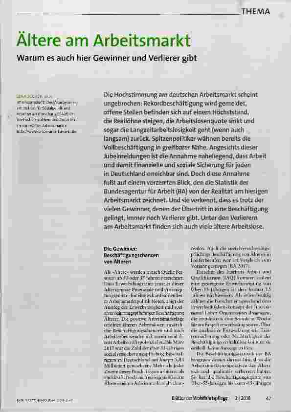 Vorschauseite 1: Ältere am Arbeitsmarkt