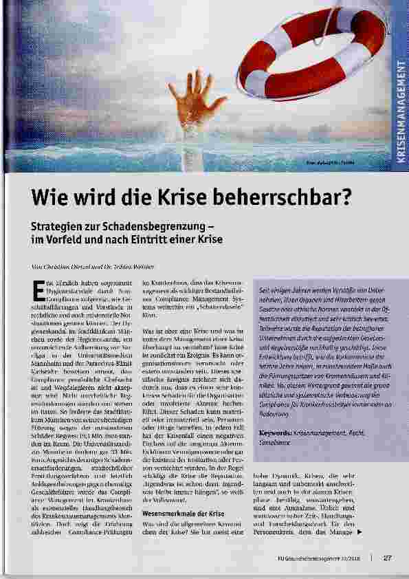 Vorschauseite 1: Wie wird die Krise beherrschbar?