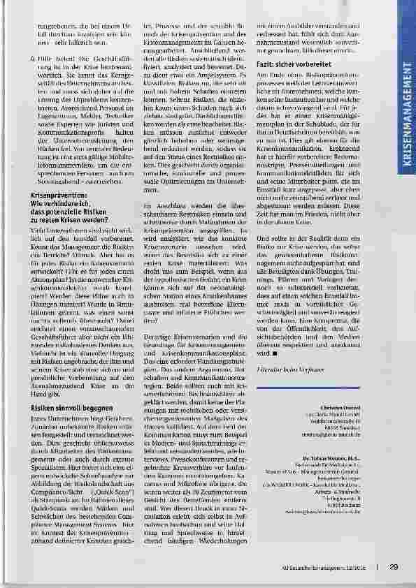 Vorschauseite 3: Wie wird die Krise beherrschbar?