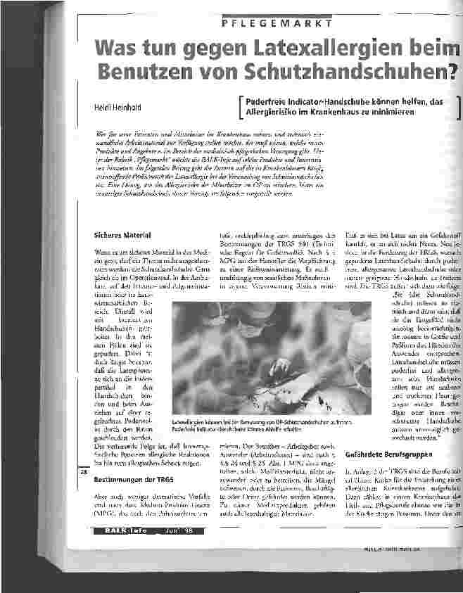 Vorschauseite 1: Was tun gegen Latexallergien beim Benutzen von Schutzhandschuhen?