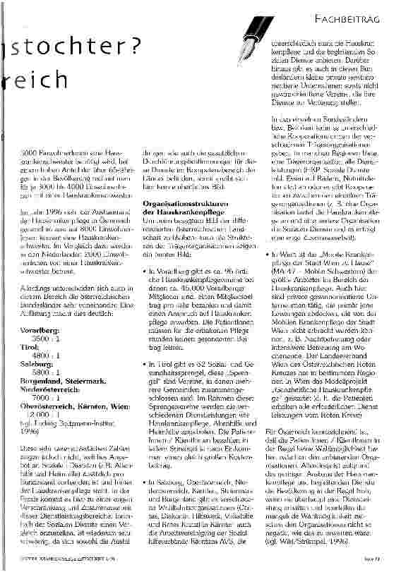Vorschauseite 2: Vom Aschenputtel zur Königstochter? Hauskrankenpflege in Österreich