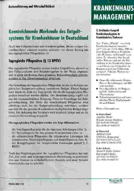 Vorschauseite 1: Kennzeichnende Merkmale des Entgeltsystems für Krankenhäuser in Deutschland