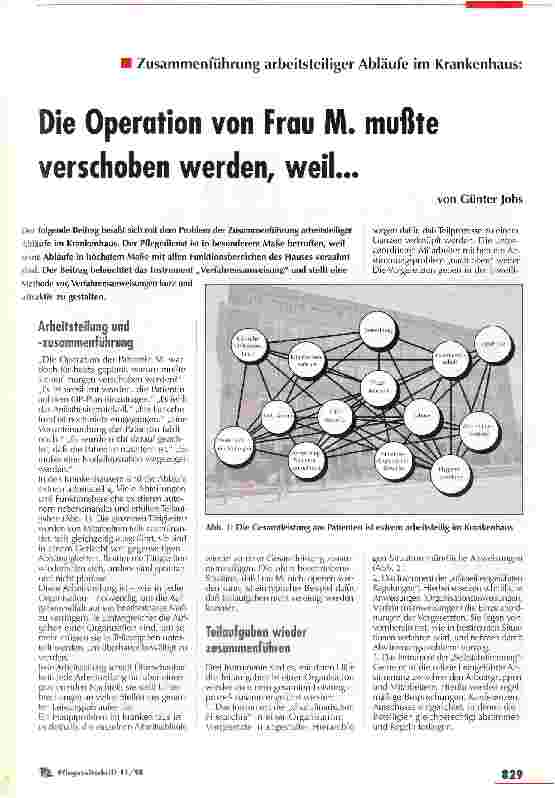 Vorschauseite 1: Die Operation von Frau M. mußte verschobern werden, weil ... Zusammenführung arbeitsteiliger Abläufe im Krankenhaus
