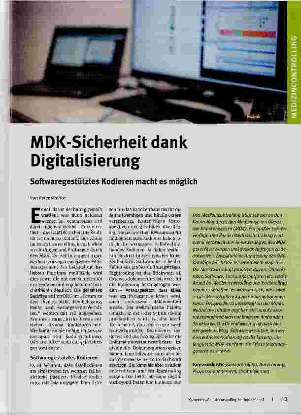 Vorschauseite 1: MDK-Sicherheit dank Digitalisierung