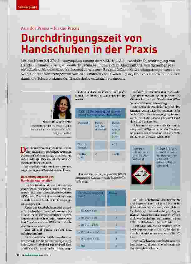 Vorschauseite 1: Durchdringungszeit von Handschuhen in der Praxis