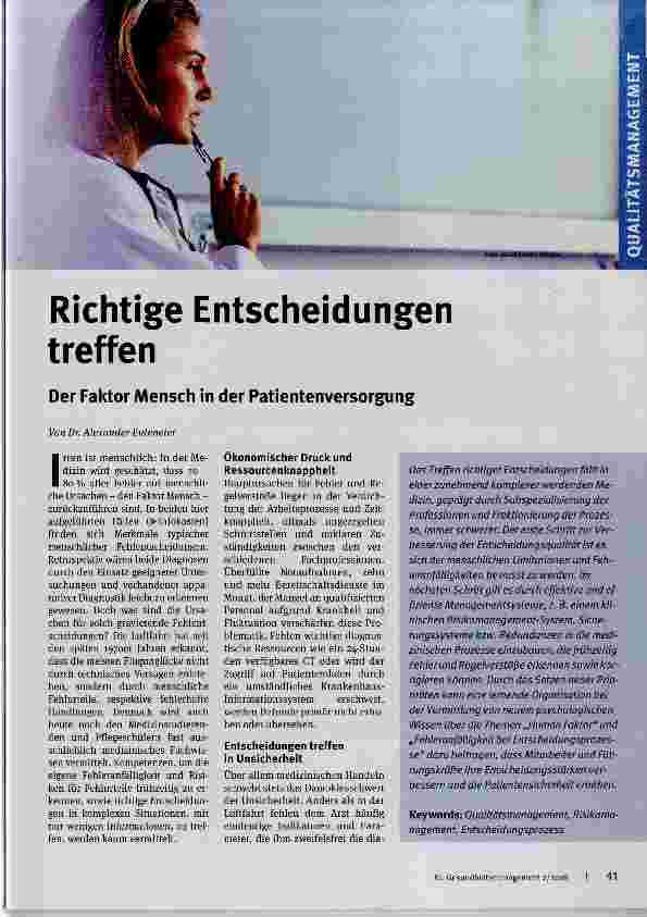 Vorschauseite 1: Richtige Entscheidungen treffen