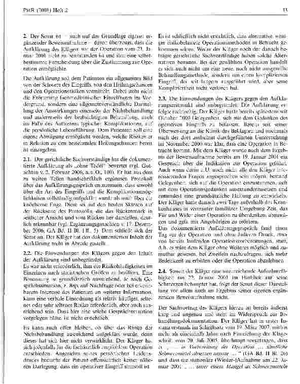 Vorschauseite 4: Schmerzbedingte unzureichende Aufnahmefähigkeit eines Patienten während des ärztlichen Aufklärungsgesprächs