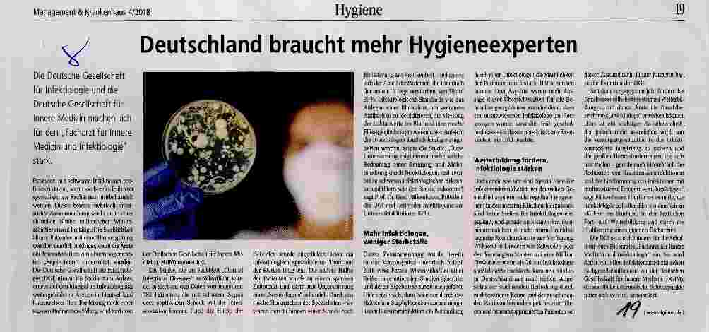 Vorschauseite 1: Deutschland braucht mehr Hygieneexperten