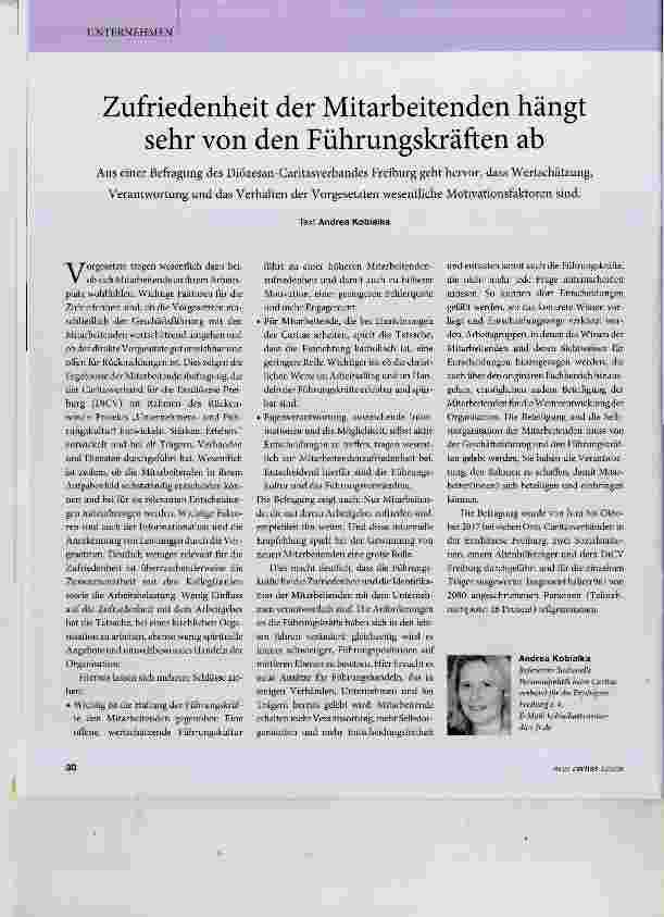 Vorschauseite 1: Zufriedenheit der Mitarbeitenden hängt sehr von den Führungskräften ab