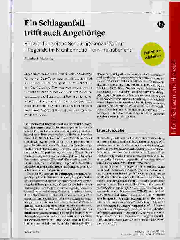 Vorschauseite 1: Ein Schlaganfall trifft auch Angehörige