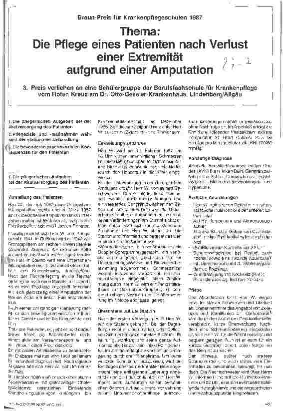 Vorschauseite 1: Die Pflege eines Patienten nach Verlust einer Extremität aufgrund einer Amputation