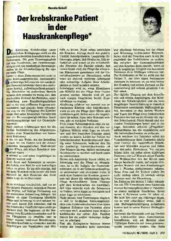 Vorschauseite 1: Der krebskranke Patient in der Hauskrankenpflege