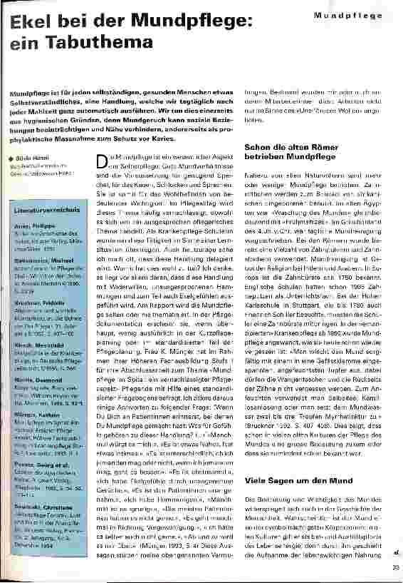 Vorschauseite 1: Ekel bei der Mundpflege: ein Tabuthema