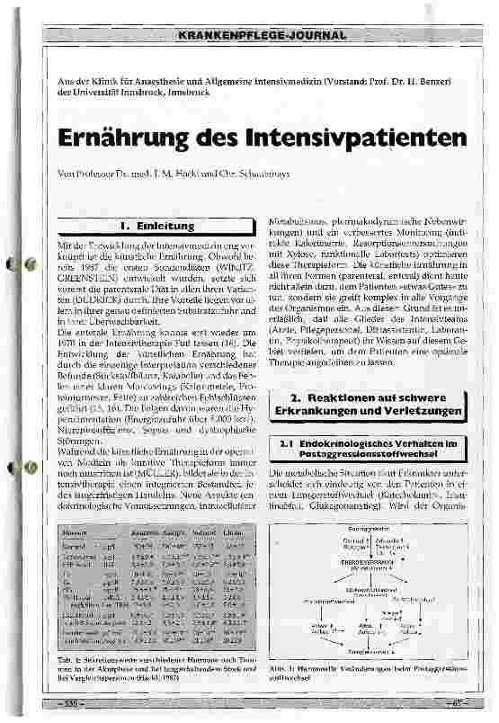 Vorschauseite 1: Ernährung des Intensivpatienten