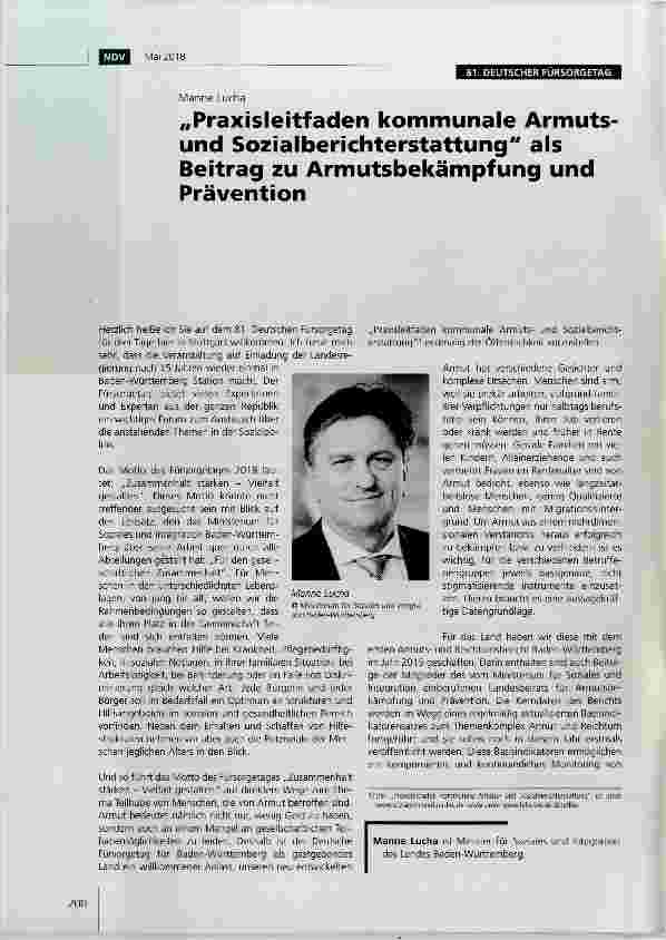 Vorschauseite 1: „Praxisleitfaden kommunale Armutsund Sozialberichterstattung als Beitrag zu Armutsbekämpfung und Prävention