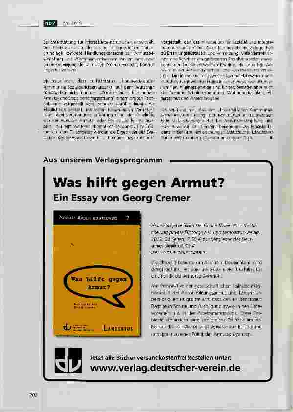 Vorschauseite 3: „Praxisleitfaden kommunale Armutsund Sozialberichterstattung als Beitrag zu Armutsbekämpfung und Prävention