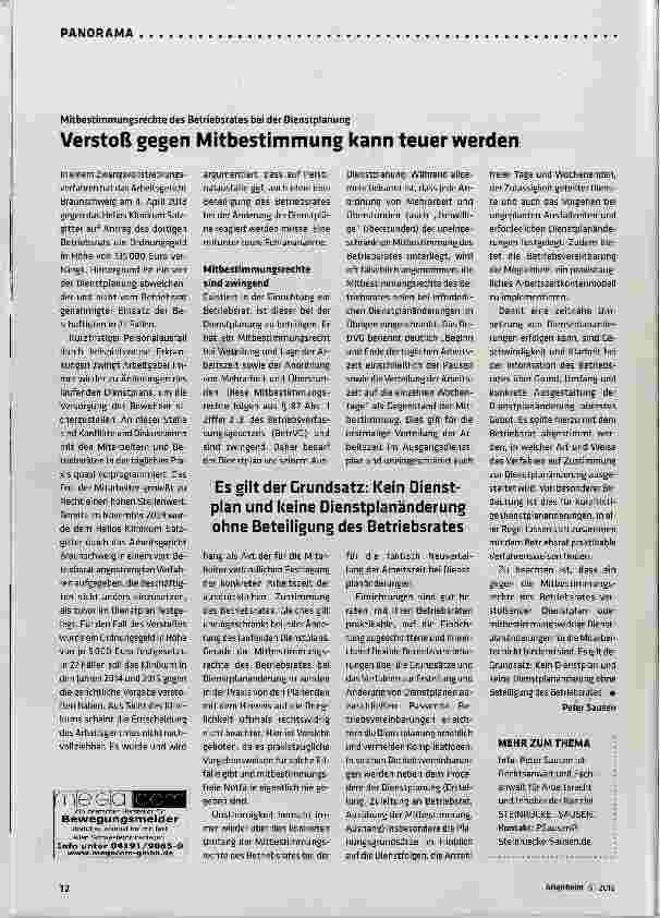 Vorschauseite 1: Verstoß gegen Mitbestimmung kann teuer werden