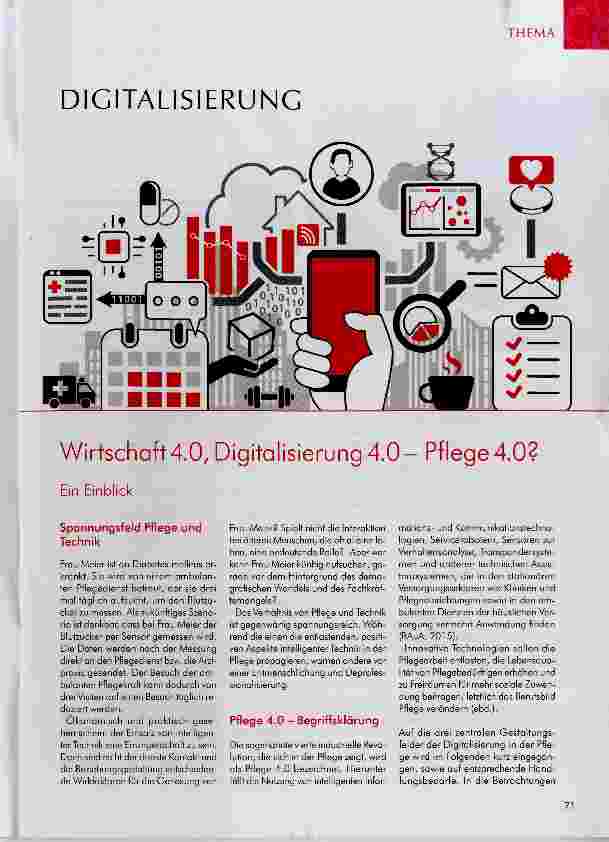 Vorschauseite 1: Wirtschaft4.0, Digitalisierung4.0- Pflege4.0?