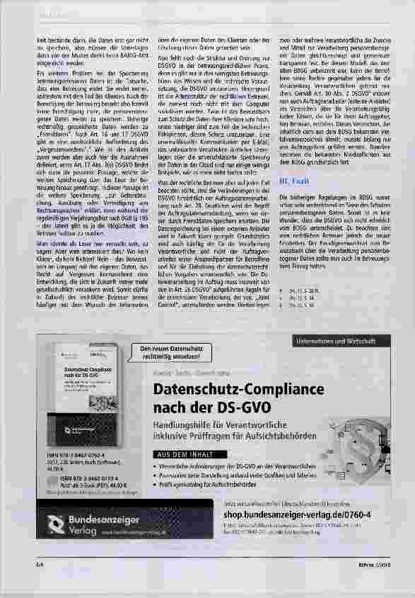 Vorschauseite 2: EU-DatenschutzgrundverOrdnung (DSGVO): Die Auftragsdatenverarbeitung und Fremddatenspeicherung in der betreuungsrechtlichen Praxis
