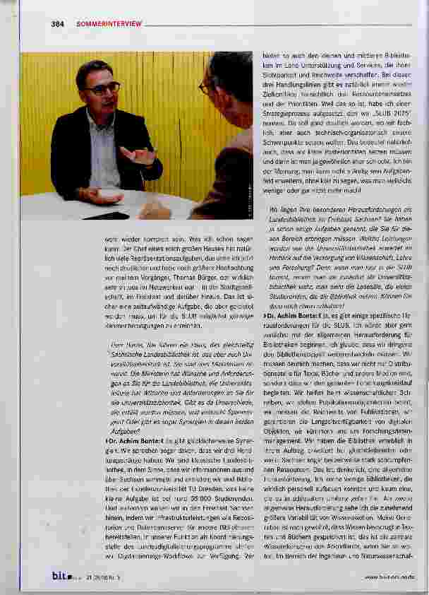 Vorschauseite 2: „Wissenschaftliche Bibliotheken haben eine großartige Zukunft“