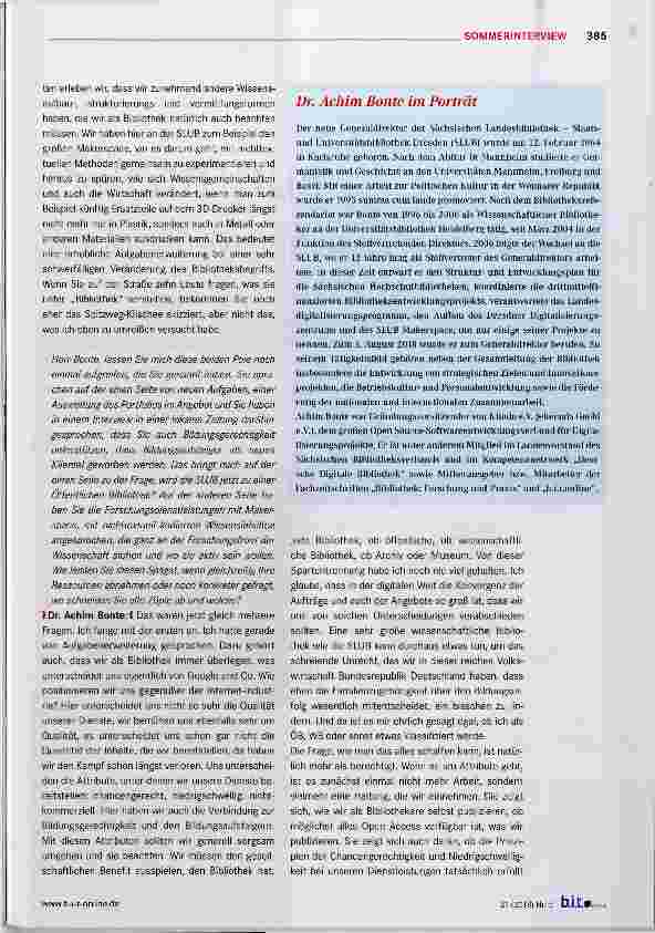 Vorschauseite 3: „Wissenschaftliche Bibliotheken haben eine großartige Zukunft“