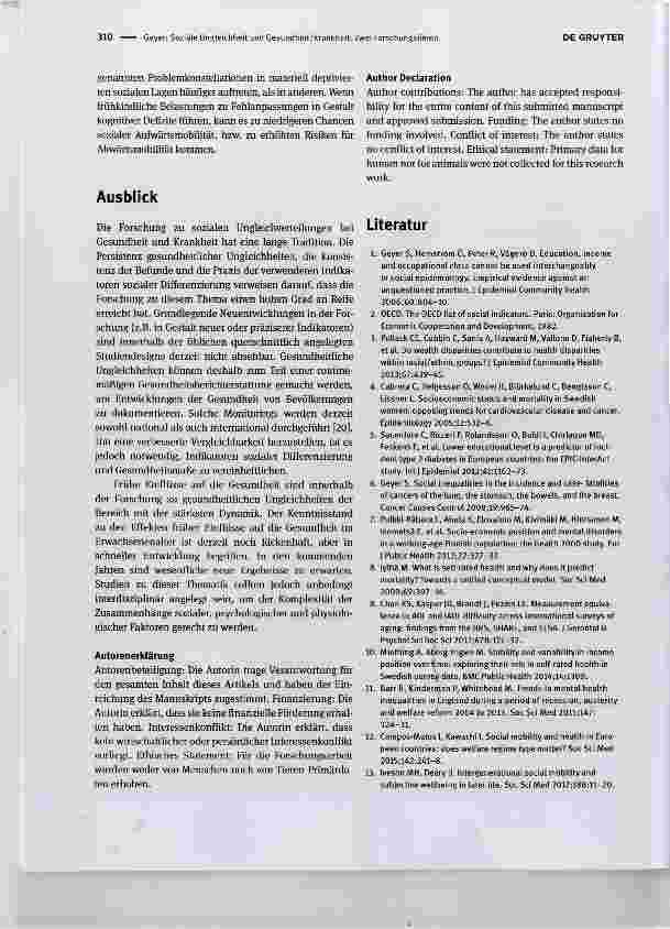 Vorschauseite 3: Soziale Ungleichheit und Gesundheit/Krankheit: Zwei Forschungslinien