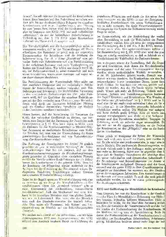 Vorschauseite 2: Novellierung des KHG aus der Sicht des humanitären Auftrages des Krankenhauses
