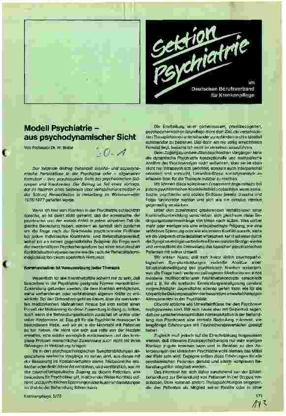 Vorschauseite 1: Modell Psychiatrie - aus psychodynamischer Sicht